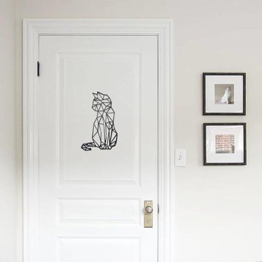 Geometric Black Cat Wall Art Metal Sculpture Home Décor Animal Wall - Picture 5 of 8